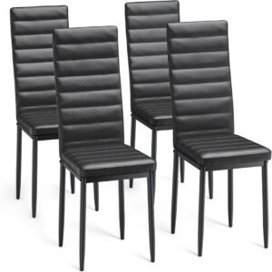 Sillas de Comedor Juego de 4 Piezas de ecopiel color negras