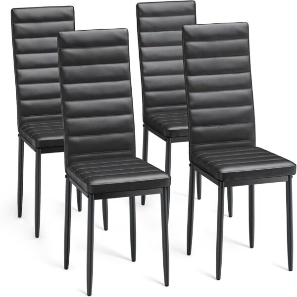 Sillas de Comedor Juego de 4 Piezas de ecopiel color negras